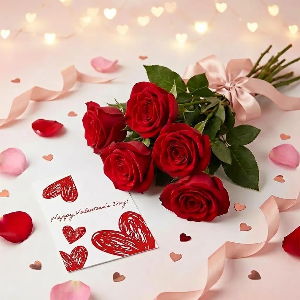 5 roses Valentine's Day bouquet 1 of 4